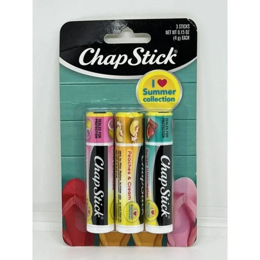 Chapstick 3 Count Watermelon Lemonade Peach I Love Summer Limited Collection New